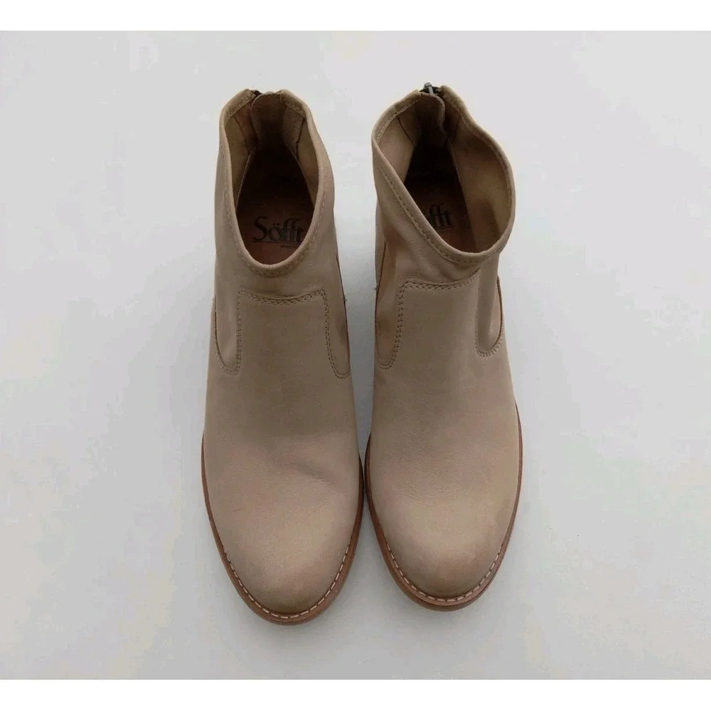 Sofft Women's Aisley Leather Ankle Boots Beige Zipper Support size 7.5M - Picture 3 of 11
